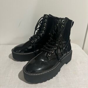 Women’s Divided Black Patent Boots sz 37 (US 6)